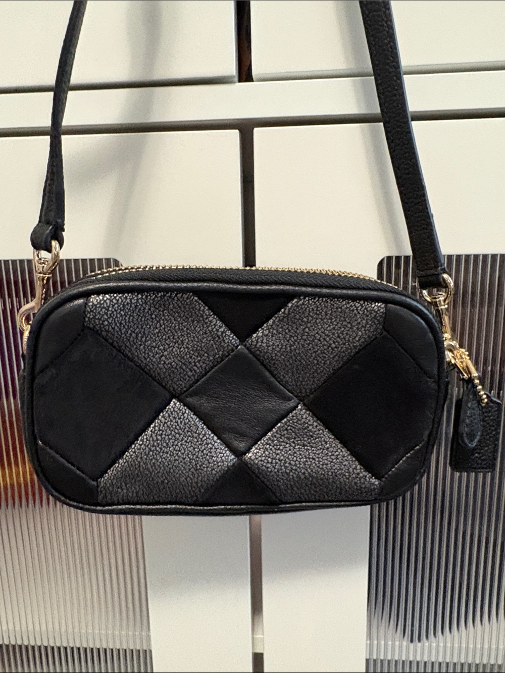 Coach Black Leather Quilted Crossbody Bag - Classic Women's Shoulder Bag - Picture 3 of 4
